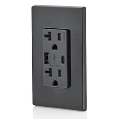 LEVITON Leviton T5833-E Combination Duplex Receptacle/Outlet and USB Charger, 125 Volt AC, 20 Amp NEMA 5-20R