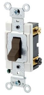 LEVITON Leviton CSB3-15 120/277 VAC 15 Amp 2 Hp 3-Way Brown Thermoplastic Grounding Toggle Switch