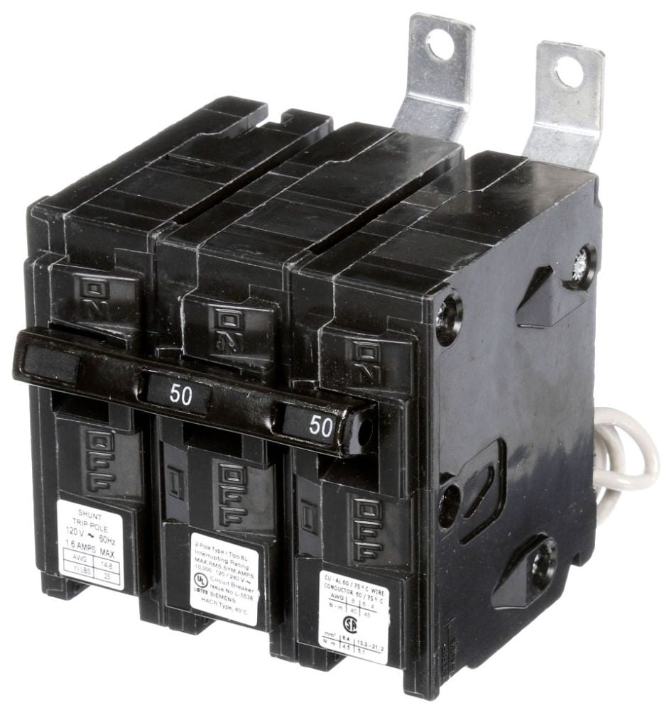 SIEMENS Siemens B25000S01 Breaker 50A 2P 120/240V 10K BL 120V SHNT SHUNT TRIP