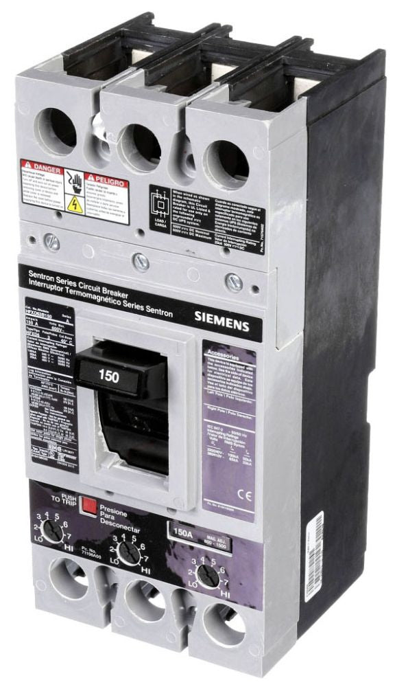 SIEMENS Siemens HFXD63B150 3-Pole 150 Amp 600 VAC 25 kA Molded Case Circuit Breaker