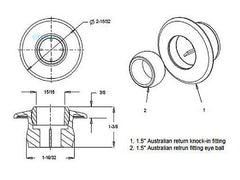 AQUASTAR POOL PRODUCTS AquaStar 401B AquaStar 1 1/2 Australian Return Fitting with Adjustable Eyeball 3/4 Orifice