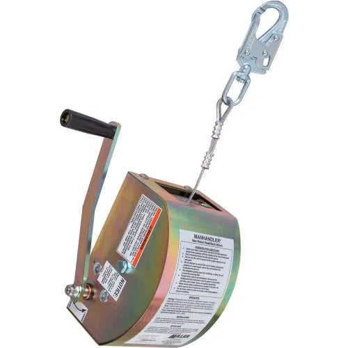 HONEYWELL Honeywell Miller 8442-Z7/65FT ManHandler Hoist, 3/16 Galvanized Steel Wire Rope, Snap Hook, 350 lbs Capacity