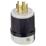 LEVITON Leviton 2441 Black/White Nylon Polarized Locking Plug 20 amp 120/208 Volt NEMA L18-20P
