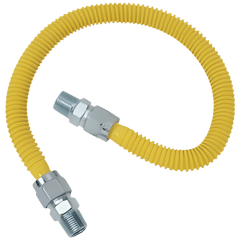 MUELLER INDUSTRIES B&K G038YE101024 Gas Appliance Connector, 3/8 in ID, 1/2 in M x 1/2 in M, 24 in L
