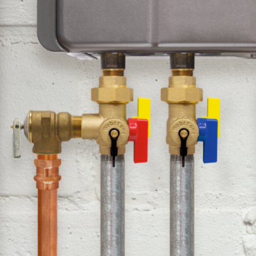 NIBCO Nibco H-42443W E-X-P Ultra-Compact Tankless Water Heater Service Valve Kit 3/4 inch FIP Union x FIP