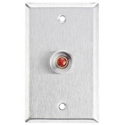 ALARM CONTROLS Alarm Controls RP-26WH Remote Wall Plate with N/O Red Push Button, Guard Ring, Single Gang, White Stainless Steel