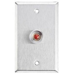 ALARM CONTROLS Alarm Controls RP-26WH Remote Wall Plate with N/O Red Push Button, Guard Ring, Single Gang, White Stainless Steel