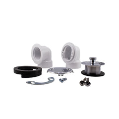 JB PRODUCTS JB Products HW35SPVCBX Push and Seal PVC Half Bath Waste Kit Chrome 3/8 inch, Single Hole, SCH 40