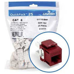 LEVITON Leviton 61110-BR6 eXtreme CAT6 QuickPort Jack QuickPack, 25-Pack, Dark Red