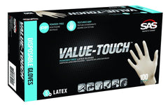 SAS SAFETY SAS Safety 6594-20 Value-Touch XL Powder-Free Latex Disposable Glove Pack of 100