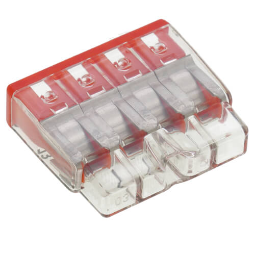 WAGO WAGO 2773-404/K000-0002 Compact Pushwire Splicing Connector 20-12 Sol/18-12 Str 4 Ports Red