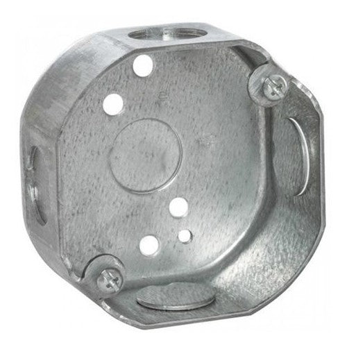 APPLETON Appleton 4O-1/2 Octagon Box Steel 15.5 cu-in Capacity 9 Knockouts
