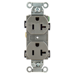 HUBBELL WIRING Hubbell BR20GRY 20 Amp 125 Volt 2-Pole 3-Wire NEMA 5-20R Gray Nylon Straight Blade Duplex Receptacle