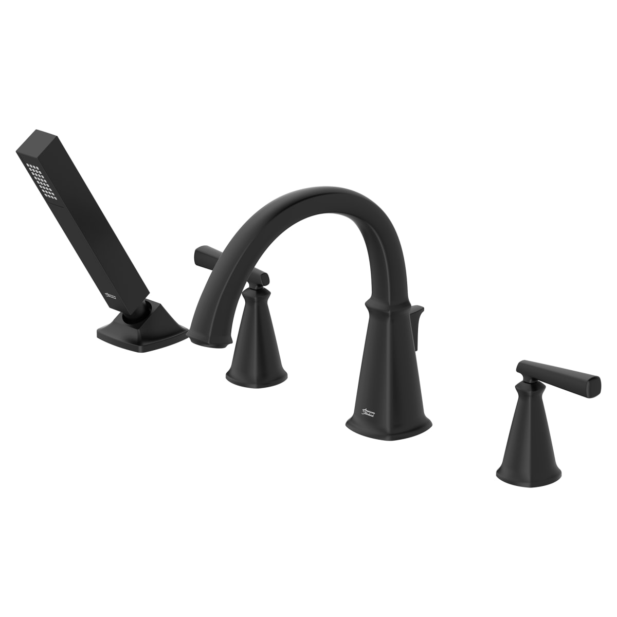 AMERICAN STANDARD American Standard T018901.243 Edgemere Bathtub Faucet With Lever Handles And Personal Shower For Flash Rough-In Valve In Matte Black