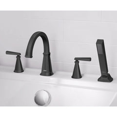 AMERICAN STANDARD American Standard T018901.243 Edgemere Bathtub Faucet With Lever Handles And Personal Shower For Flash Rough-In Valve In Matte Black
