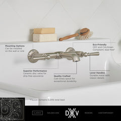 DXV DXV D3515545C.100 Oak Hill 2-Handle Wall Mount Bathroom Faucet with Lever Handles in Polished Chrome