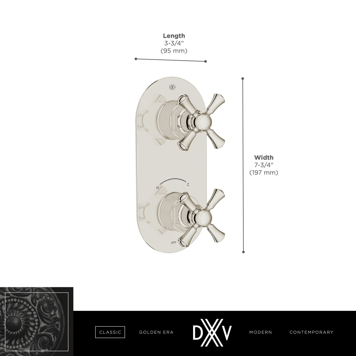 DXV DXV D35155528.100 Oak Hill 2-Handle Thermostatic Valve Trim Only with Cross Handles