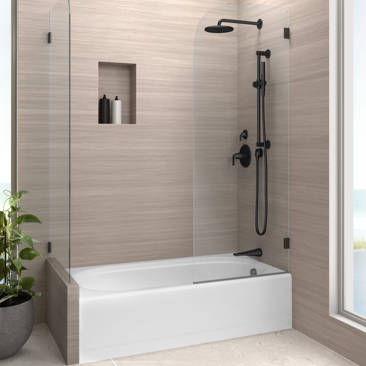 DXV DXV D35120760.243 Modulus Wall Mount Bathtub Spout in Matte Black