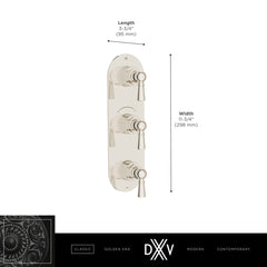 DXV DXV D35155537.100 Oak Hill 3-Handle Thermostatic Valve Trim Only with Lever Handles in Polished Chrome