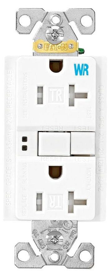 EATON Eaton TWRSGF20W Duplex GFCI Receptacle 125 VAC 20 A NEMA 5-20R