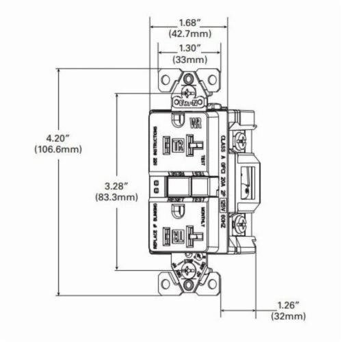 EATON Eaton TWRSGF20W Duplex GFCI Receptacle 125 VAC 20 A NEMA 5-20R