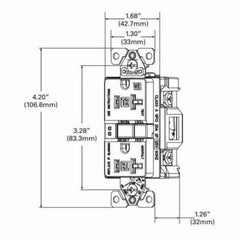EATON Eaton TWRSGF20W Duplex GFCI Receptacle 125 VAC 20 A NEMA 5-20R