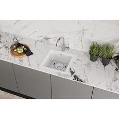 ELKAY Elkay ELG1616WH0C Quartz Classic 15-3/4 x 15-3/4 x 7-11/16, Single Bowl Dual Mount Bar Sink Kit, White