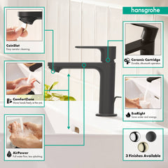 HANSGROHE Hansgrohe 72517671 Rebris S Single-Hole Faucet 110 with Pop-Up Drain 1.2 GPM in Matte Black