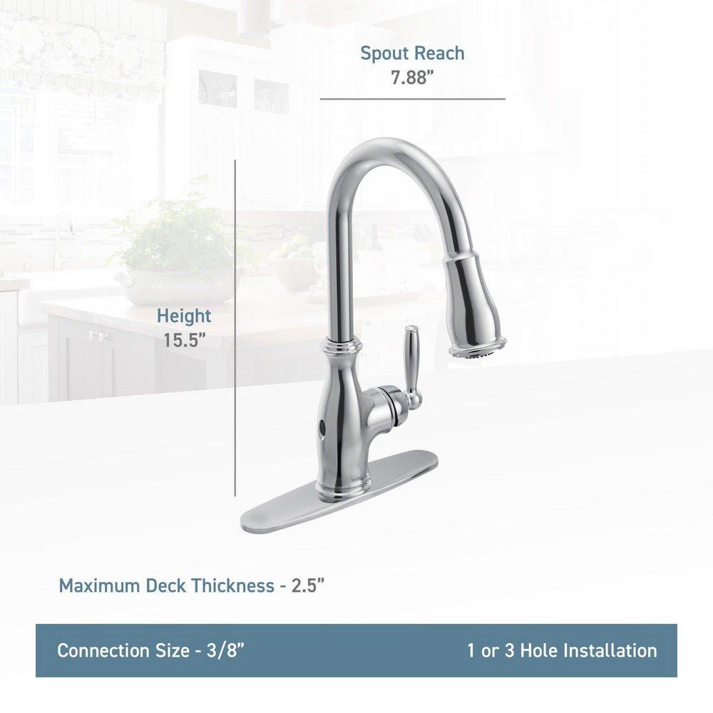 MOEN Moen 7185EWSRS Brantford Single Handle Pull Down Touchless Kitchen Faucet in Spot Resist Stainless