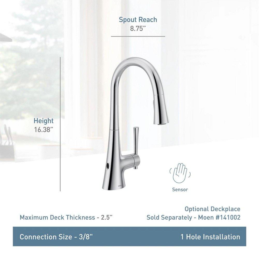 MOEN Moen 9126EWBL Kurv Single Handle Pull Down Touchless Kitchen Faucet in Matte Black