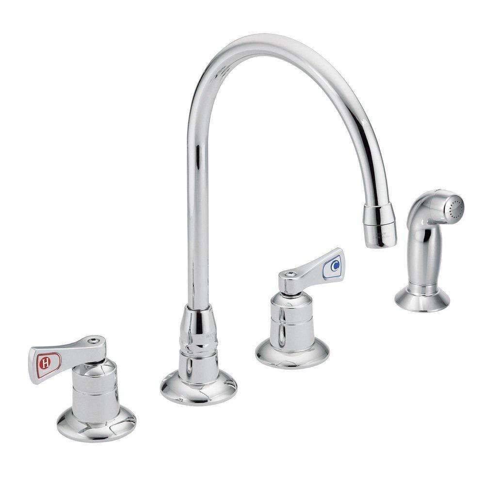 MOEN Moen 8242 M-Dura Two Handle Kitchen Faucet with Side Spray in Chrome