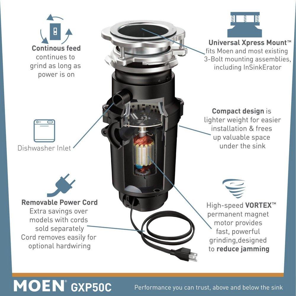 MOEN Moen GT33C GT Series 1/3 HP Continuous Feed Garbage Disposal