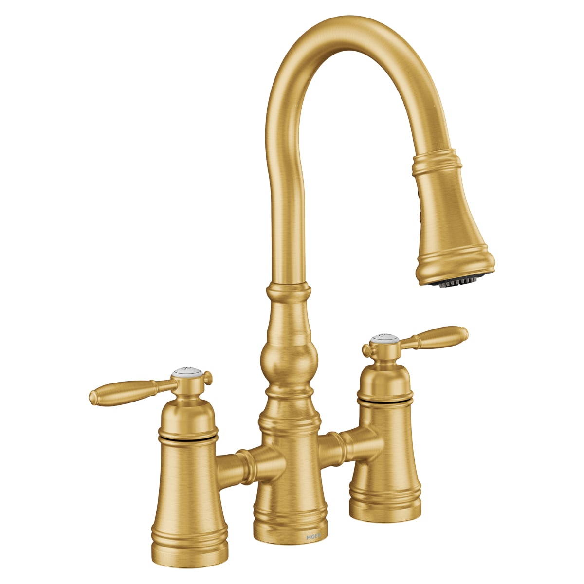 MOEN Moen S73204BG Weymouth Brushed Gold Two-Handle Pulldown Kitchen Faucet
