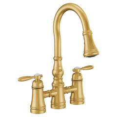 MOEN Moen S73204BG Weymouth Brushed Gold Two-Handle Pulldown Kitchen Faucet
