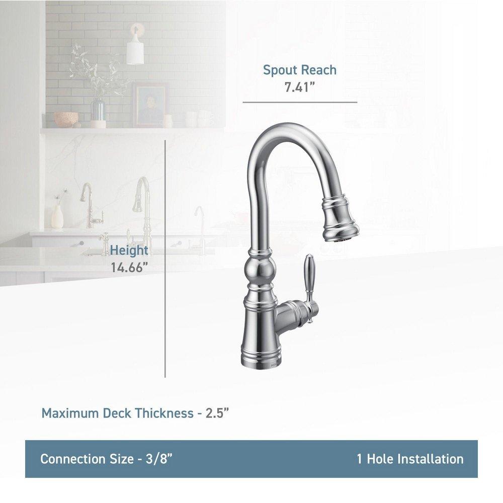 MOEN Moen S53004SRS Weymouth Single Handle Pull Down Bar Faucet in Spot Resist Stainless