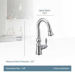 MOEN Moen S53004SRS Weymouth Single Handle Pull Down Bar Faucet in Spot Resist Stainless