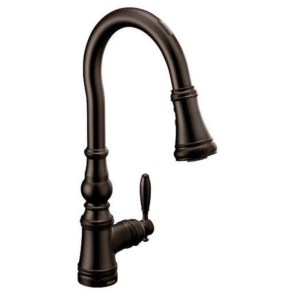 MOEN Moen S73004EV2ORB Weymouth Single Handle Pull Down Touchless Kitchen Faucet with Voice Activation in Oil Rubbed Bronze