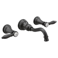 MOEN Moen TS42112BL Weymouth Two Handle Wall Mount Bathroom Faucet in Matte Black