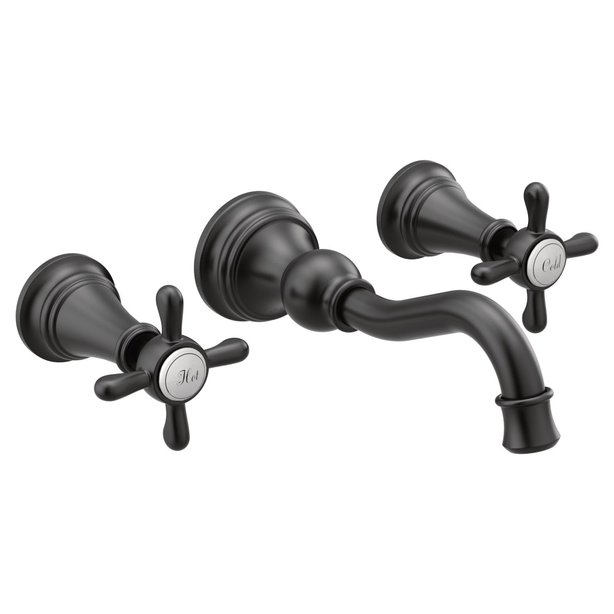 MOEN Moen TS42112BL Weymouth Two Handle Wall Mount Bathroom Faucet in Matte Black