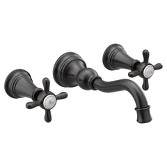 MOEN Moen TS42112BL Weymouth Two Handle Wall Mount Bathroom Faucet in Matte Black