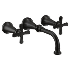 MOEN Moen TS44105BL Colinet Two Handle Wall Mount Widespread Bathroom Sink Faucet in Matte Black