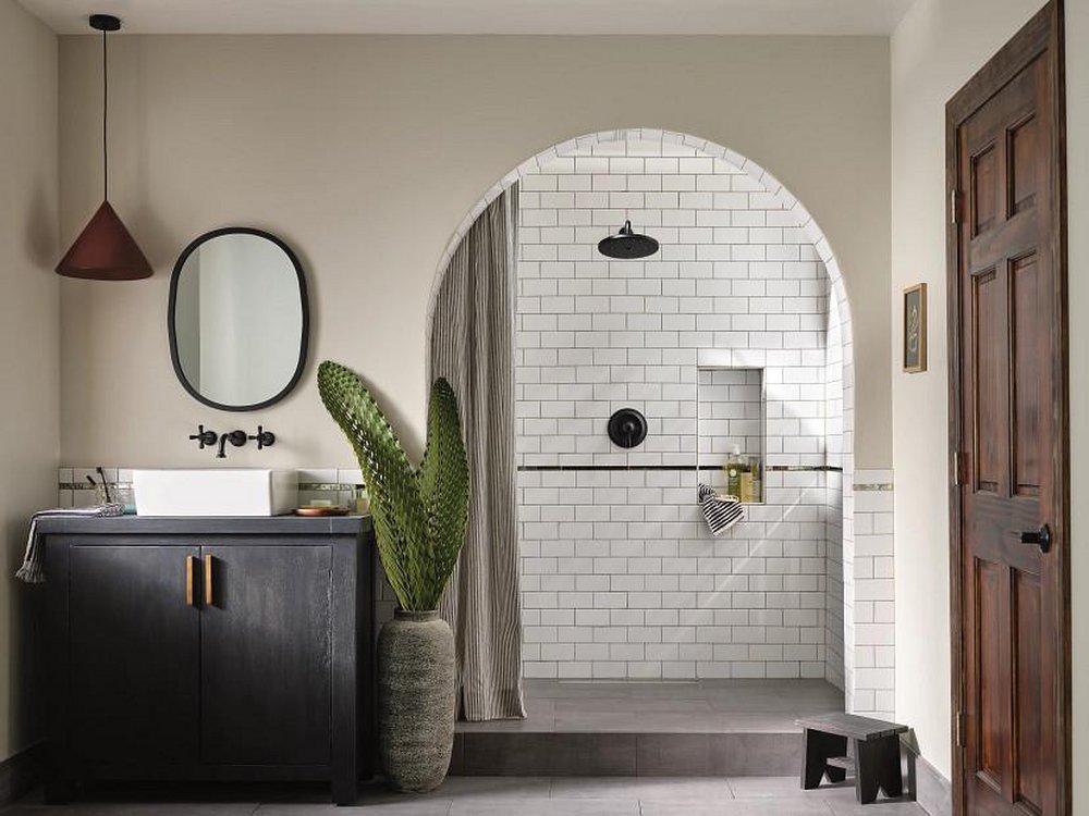 MOEN Moen TS44105BL Colinet Two Handle Wall Mount Widespread Bathroom Sink Faucet in Matte Black