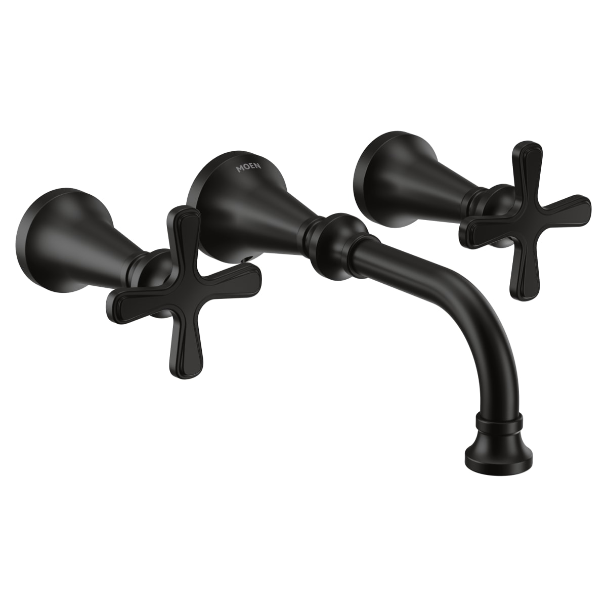MOEN Moen TS44105BL Colinet Two Handle Wall Mount Widespread Bathroom Sink Faucet in Matte Black
