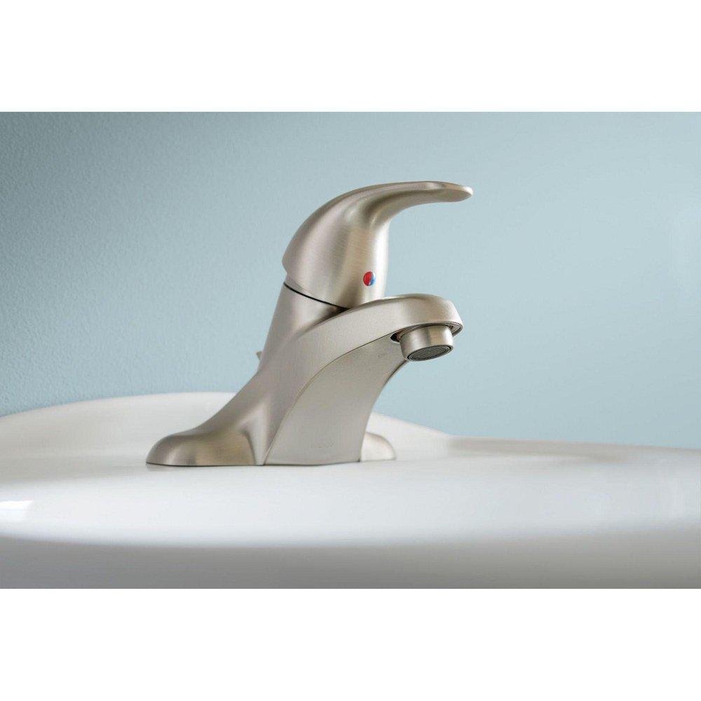 MOEN Moen WSL84502SRN Adler Single Handle Centerset Bathroom Sink Faucet in Spot Resist Brushed Nickel