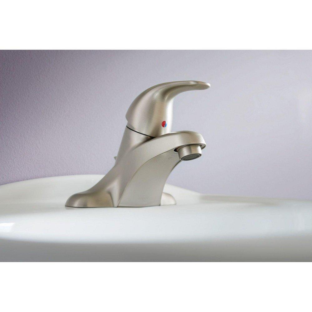 MOEN Moen WSL84502SRN Adler Single Handle Centerset Bathroom Sink Faucet in Spot Resist Brushed Nickel