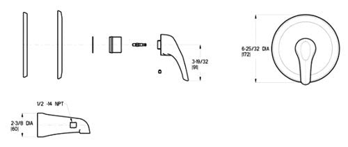 PFISTER Pfister R89-0100 Pfirst Series Single Handle Tub Trim in Polished Chrome