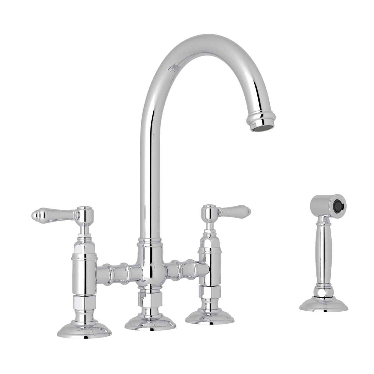 ROHL Rohl A1461LMWSAPC-2 San Julio Two Handle Bridge Kitchen Faucet With Side Spray in Polished Chrome