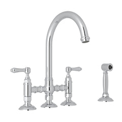 ROHL Rohl A1461LMWSAPC-2 San Julio Two Handle Bridge Kitchen Faucet With Side Spray in Polished Chrome