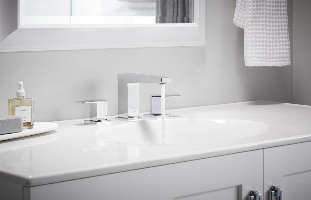 KOHLER KOHLER 23255-4-CP Honesty Two Handle Widespread Bathroom Sink Faucet in Polished Chrome