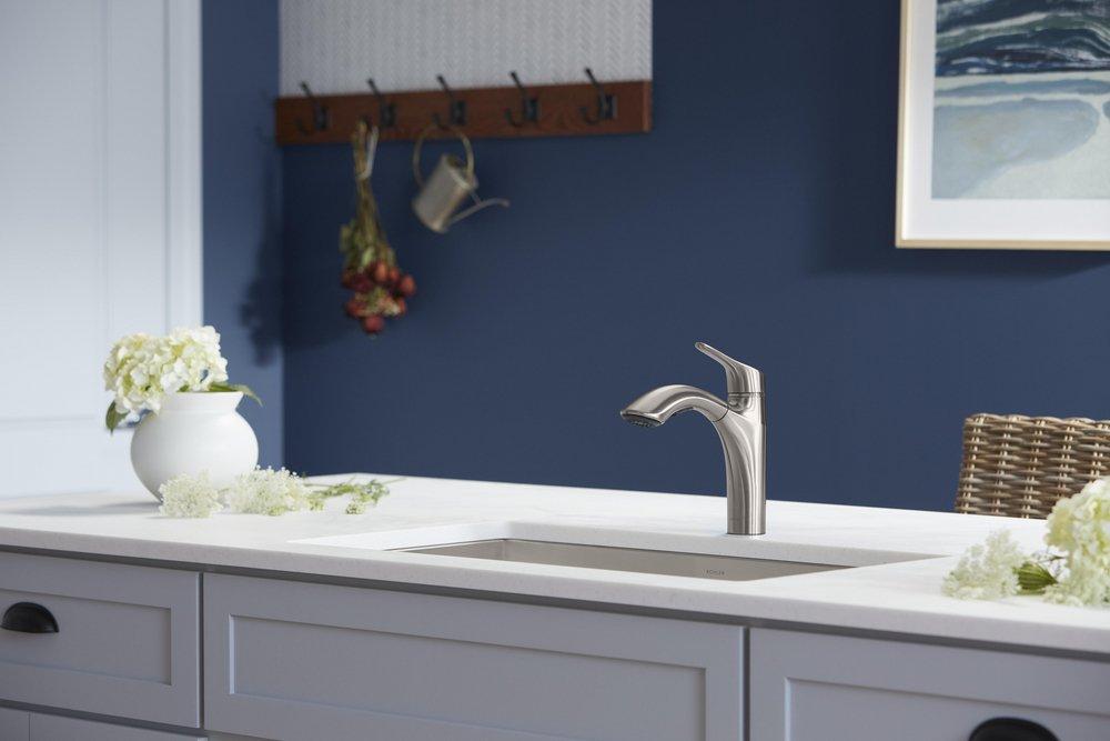 KOHLER KOHLER 30468-VS Rival Single Handle Pull Out Kitchen Faucet in Vibrant Stainless